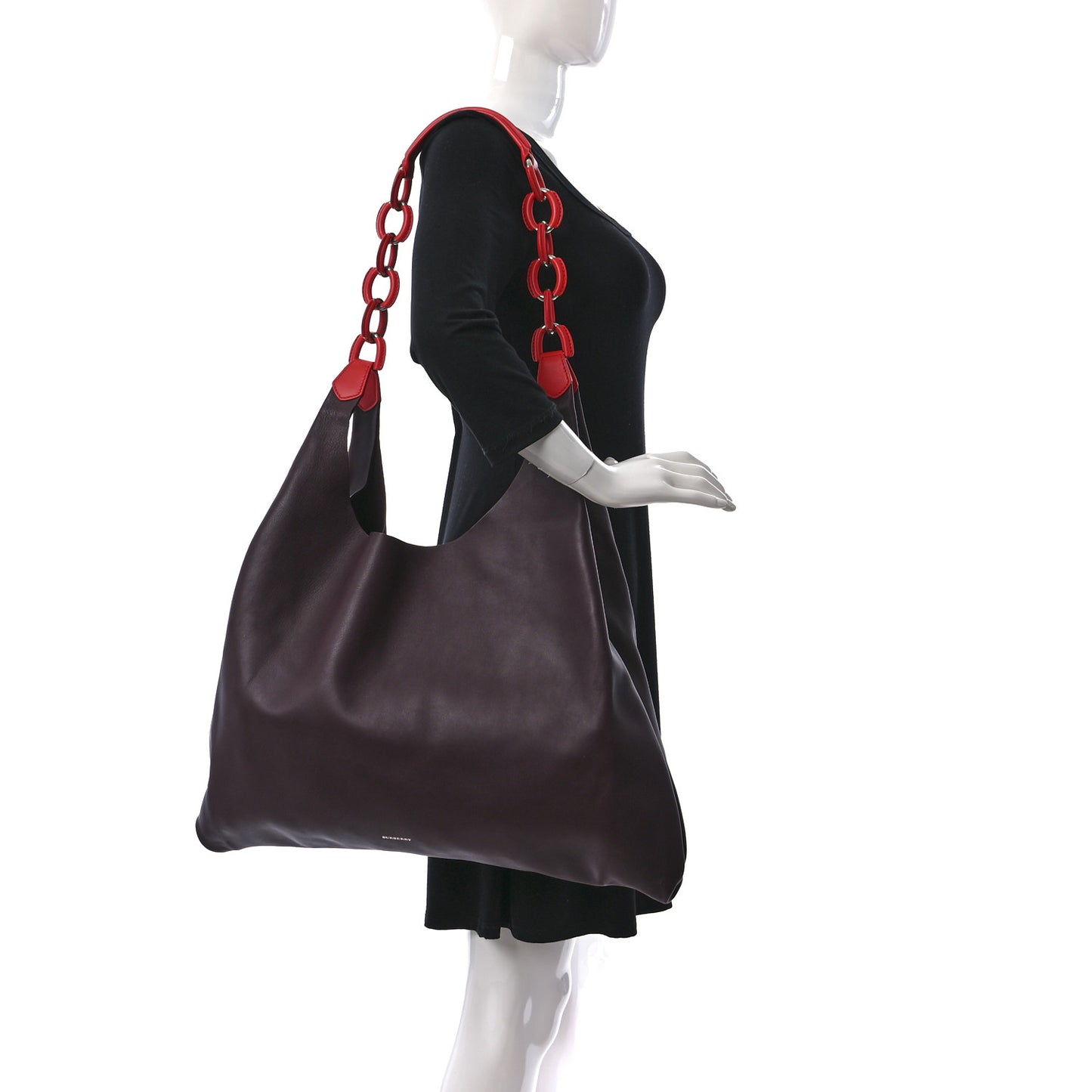 Calfskin Medium Two Tone Shopper Deep Claret