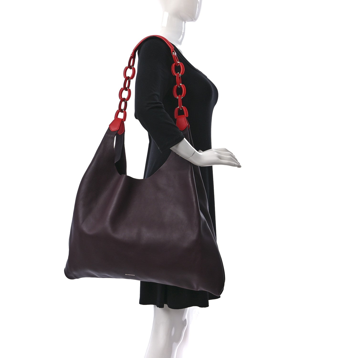 Burberry Calfskin Medium Two Tone Shopper Deep Claret 2 of 8
