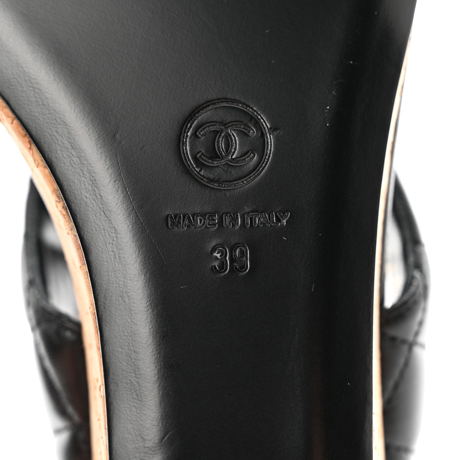 Chanel Shiny Goatskin Cork CC Wedge Sandals 39 Black 6 of 9