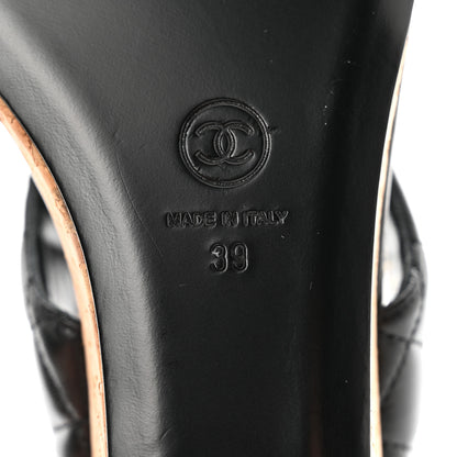 Chanel Shiny Goatskin Cork CC Wedge Sandals 39 Black 6 of 9