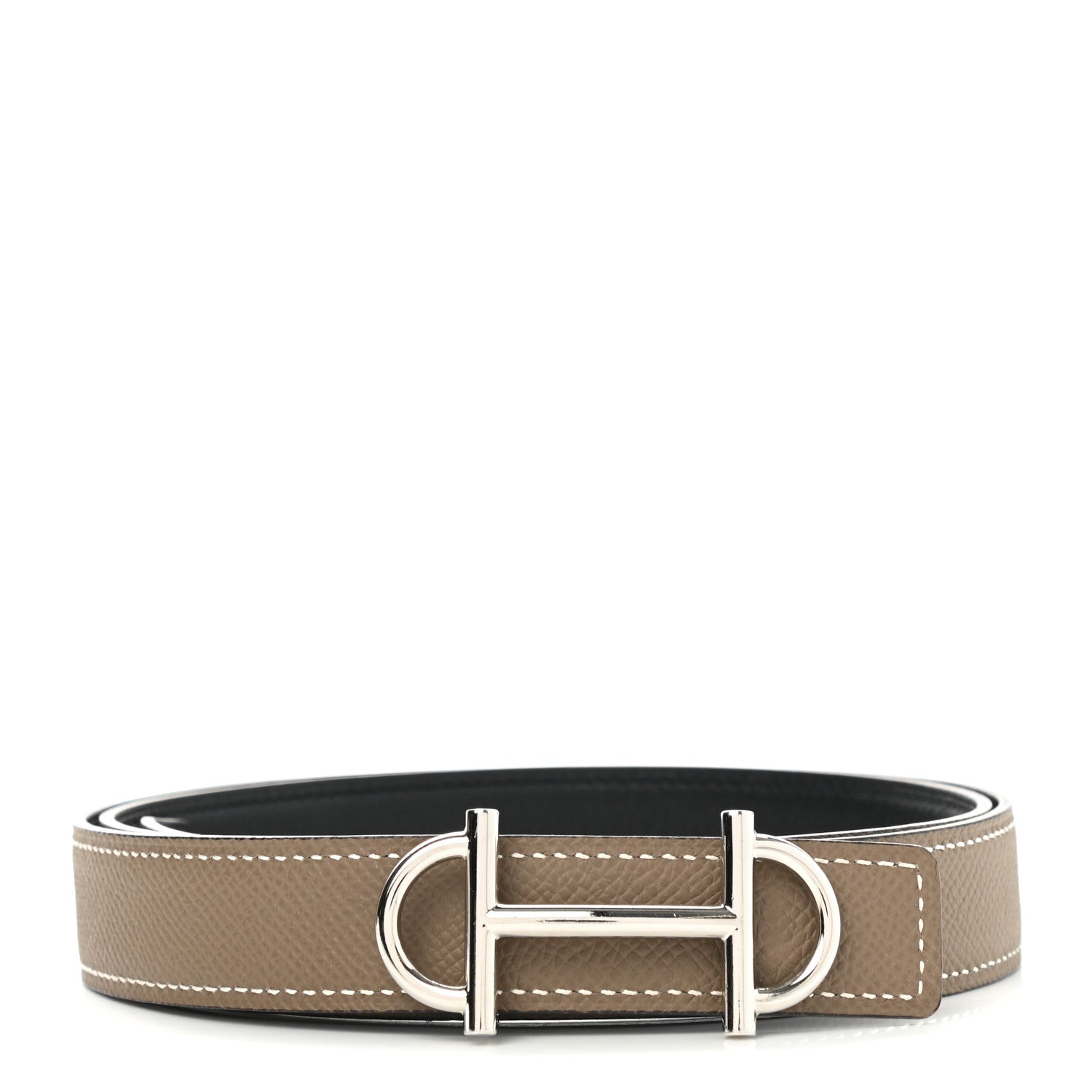 Hermes Swift Epsom 24mm Gamma Belt 90 Black Etoupe 1 of 5