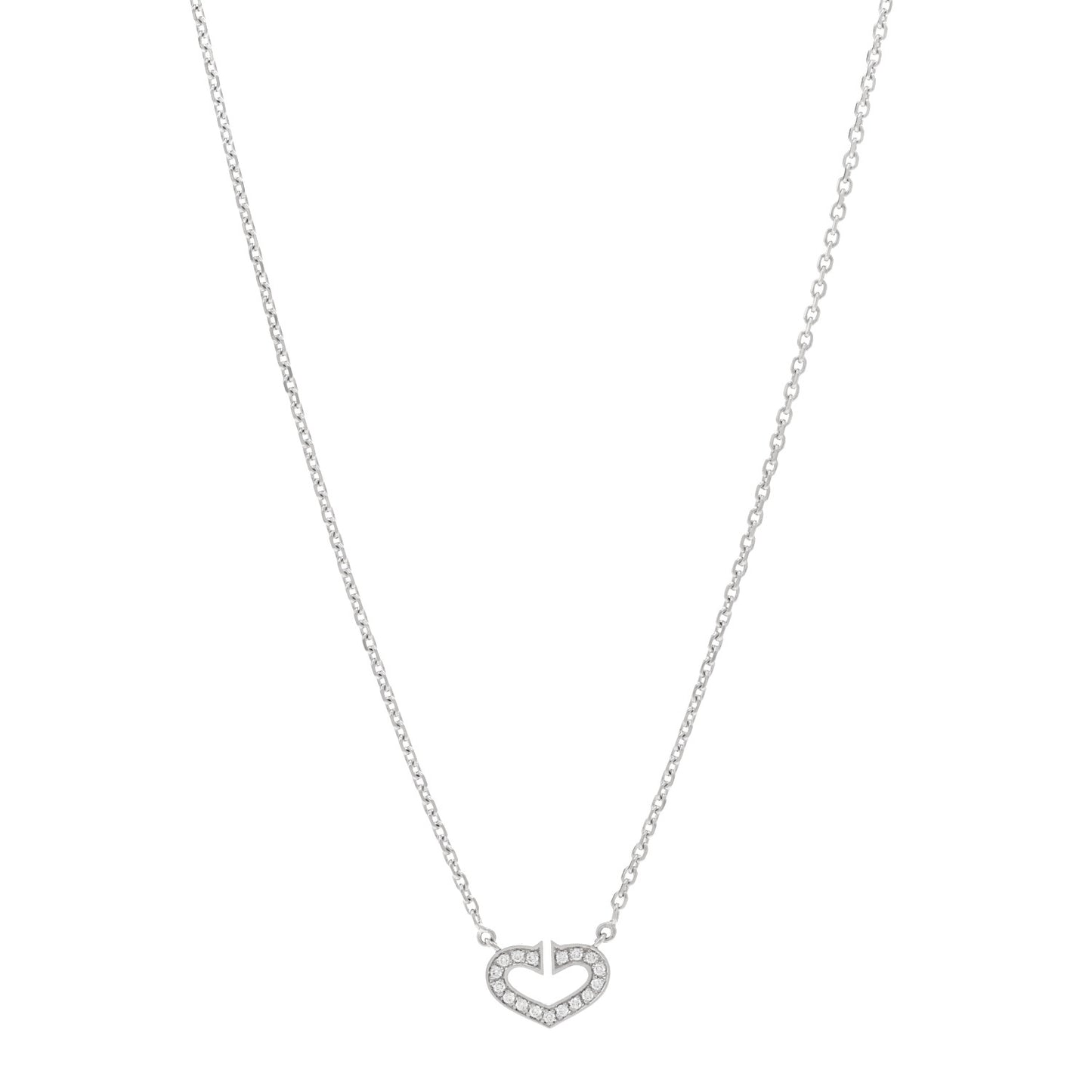 18K White Gold Diamond Hearts and Symbols Necklace