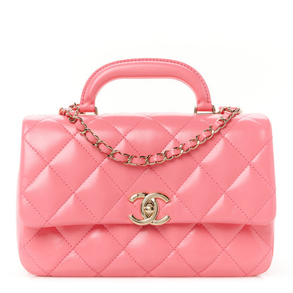 Chanel Shiny Lambskin Quilted Coco Trip Flap Bag Pink 1 of 10