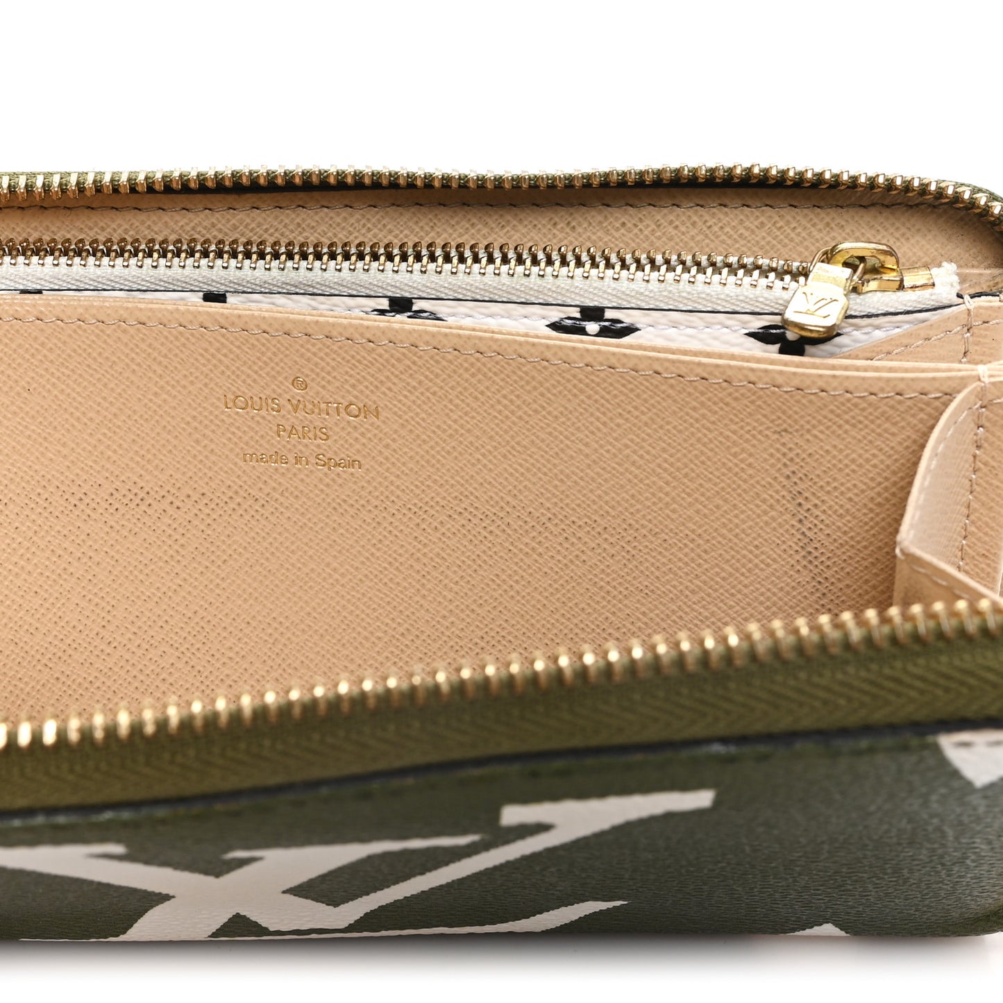 Monogram Giant Zippy Wallet Kaki White