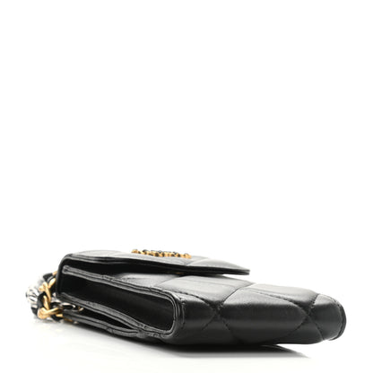 Chanel Lambskin Quilted Chanel 19 Phone Holder With Chain Black 4 of 11