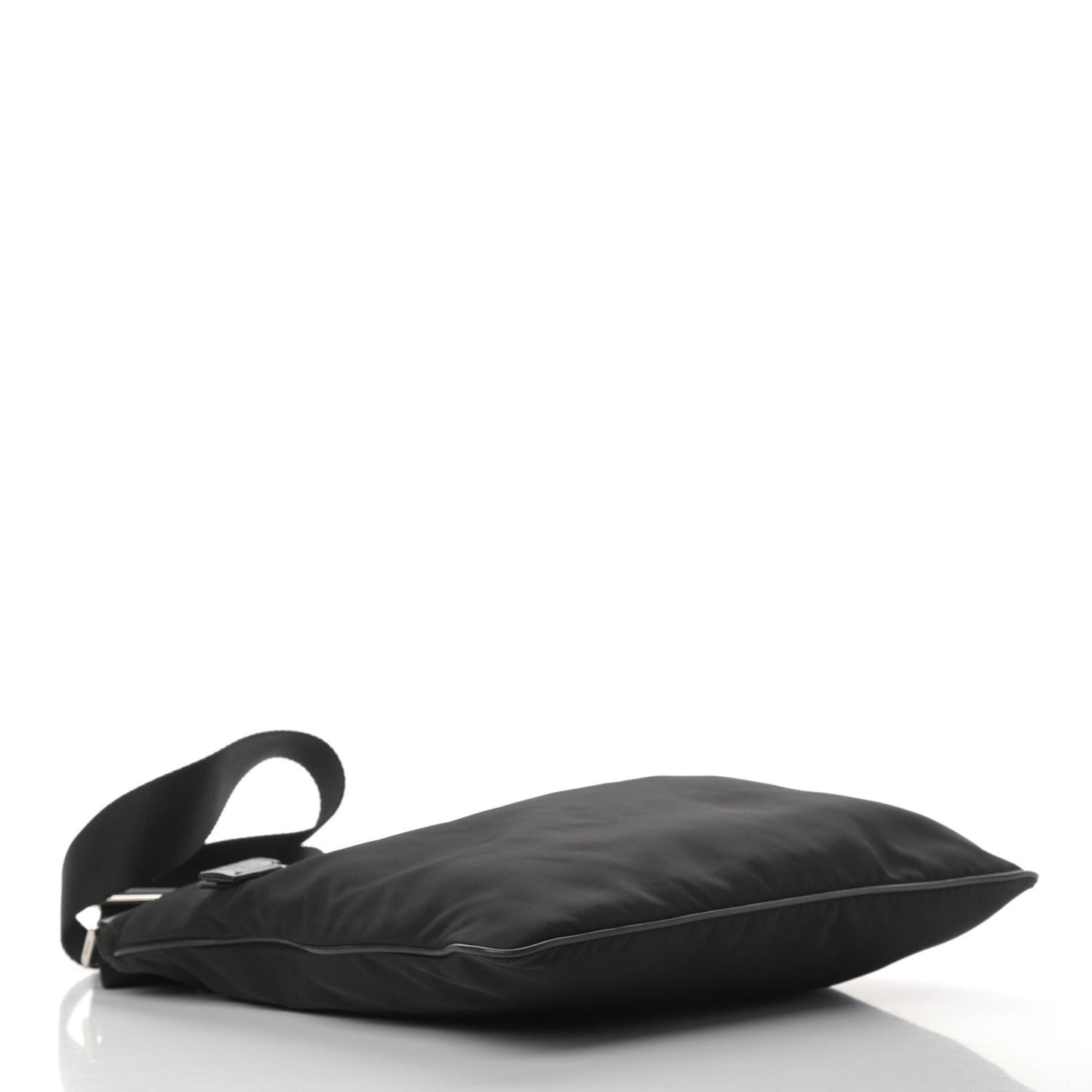 Nylon Saffiano Flat Messenger Bag Black