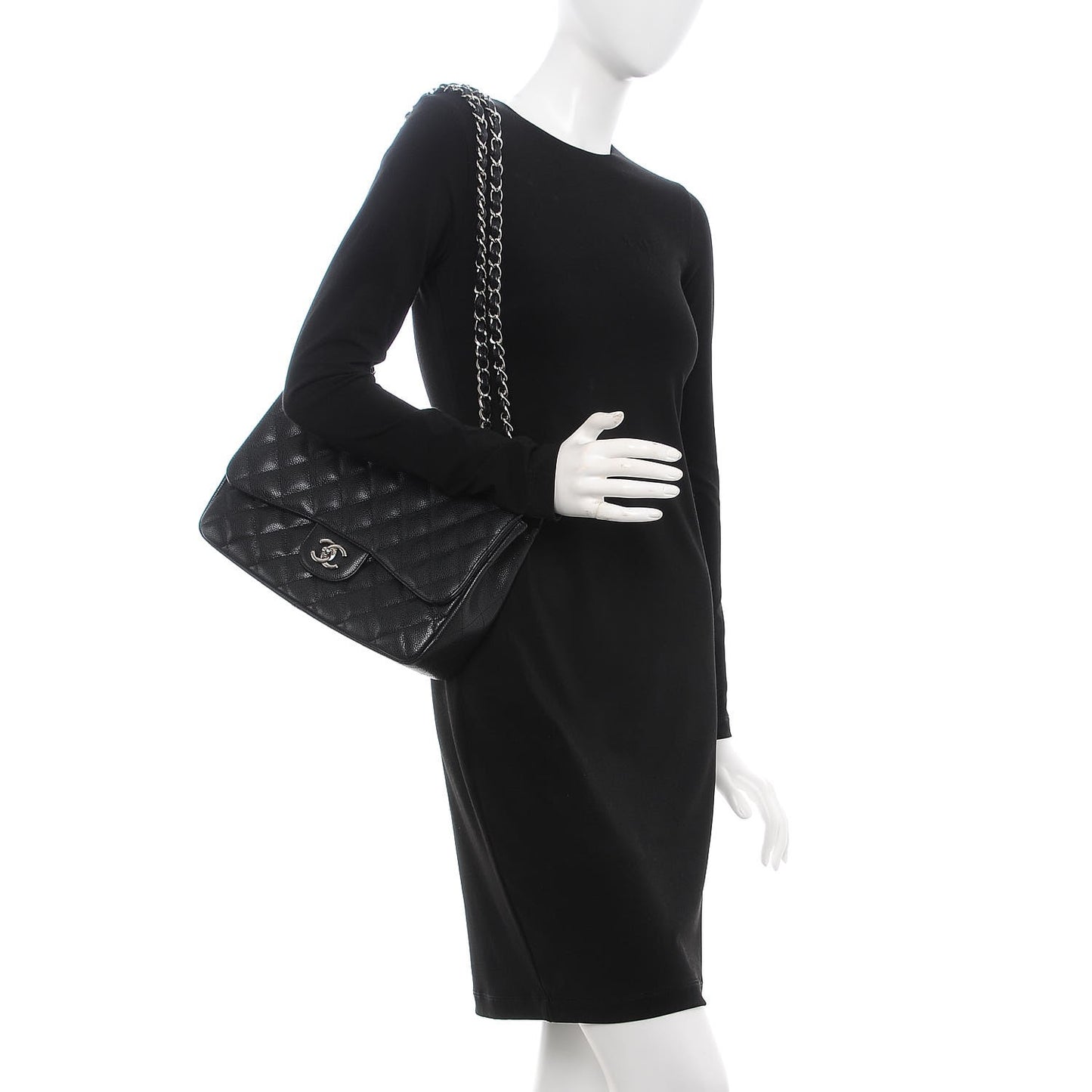 Caviar Quilted Jumbo Single Flap Black
