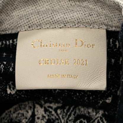 Christian Dior Canvas Print Cruise Tote Ivory Black 6 of 9