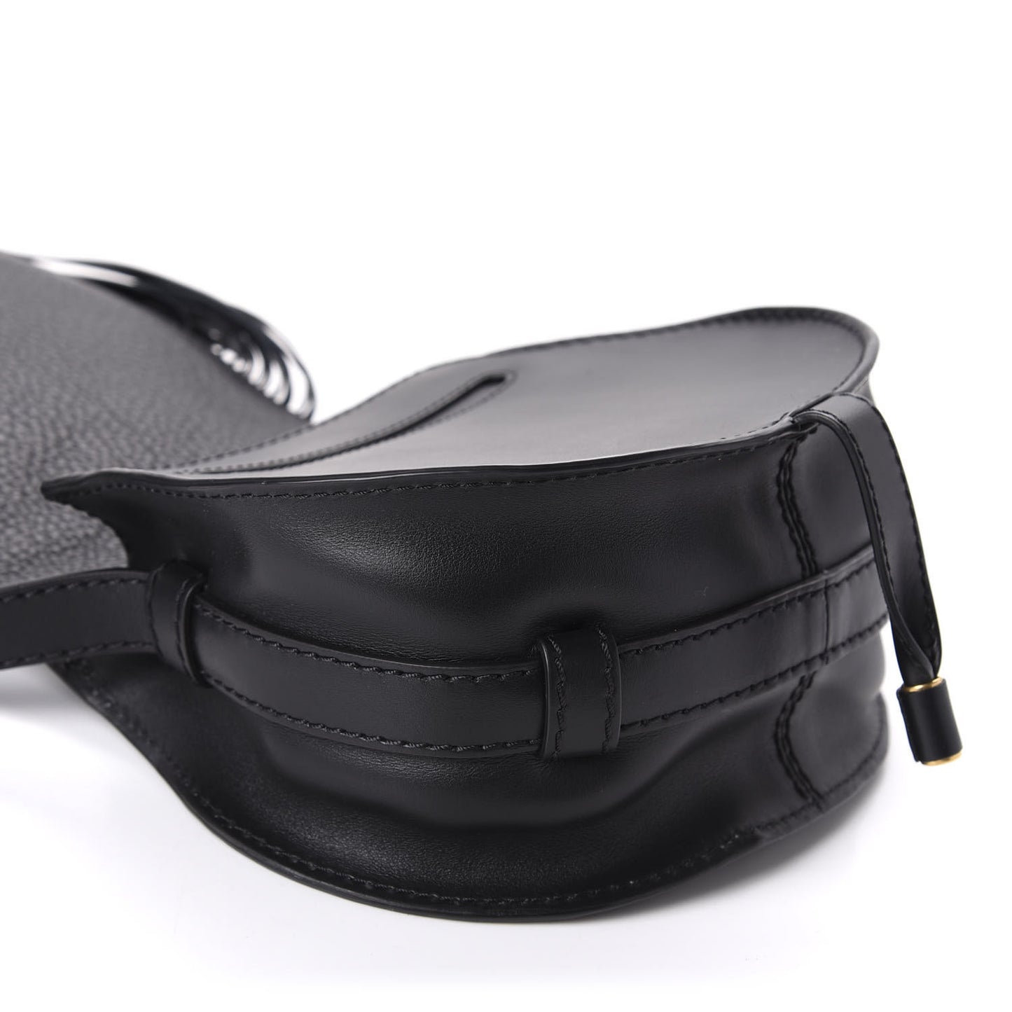 Calfskin Mini Marcie Round Fringe Crossbody Bag Black
