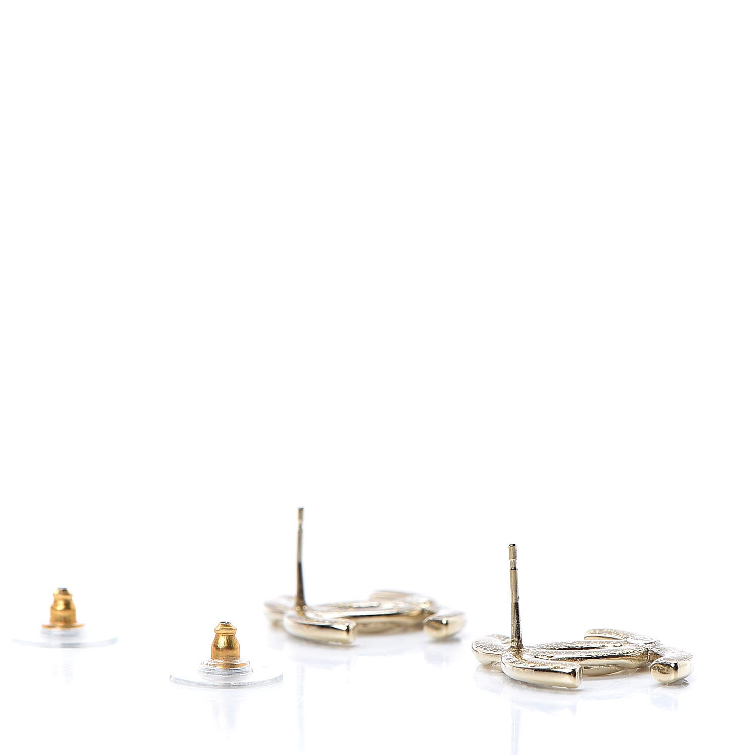 Chanel Crystal Glitter Quilted CC Earrings Light Gold 3 of 5