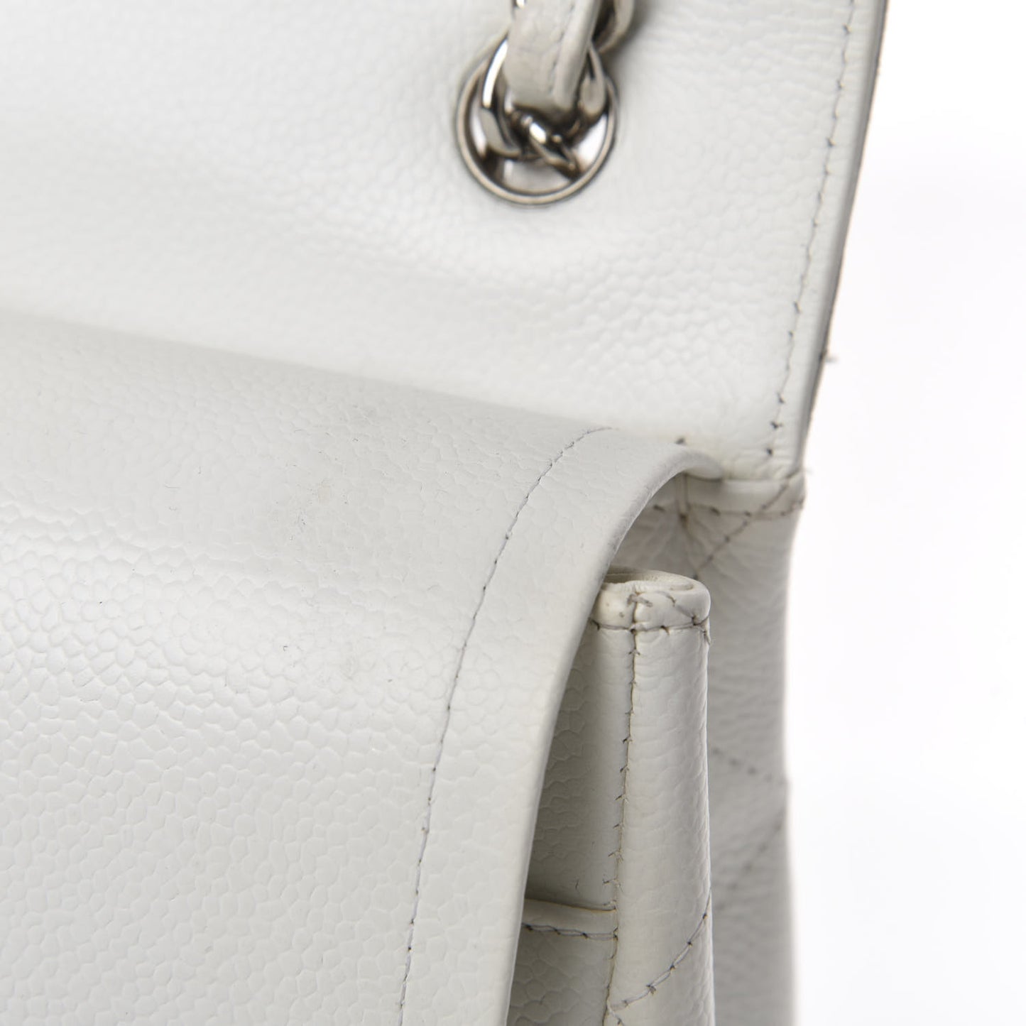 Caviar Quilted Jumbo Double Flap White