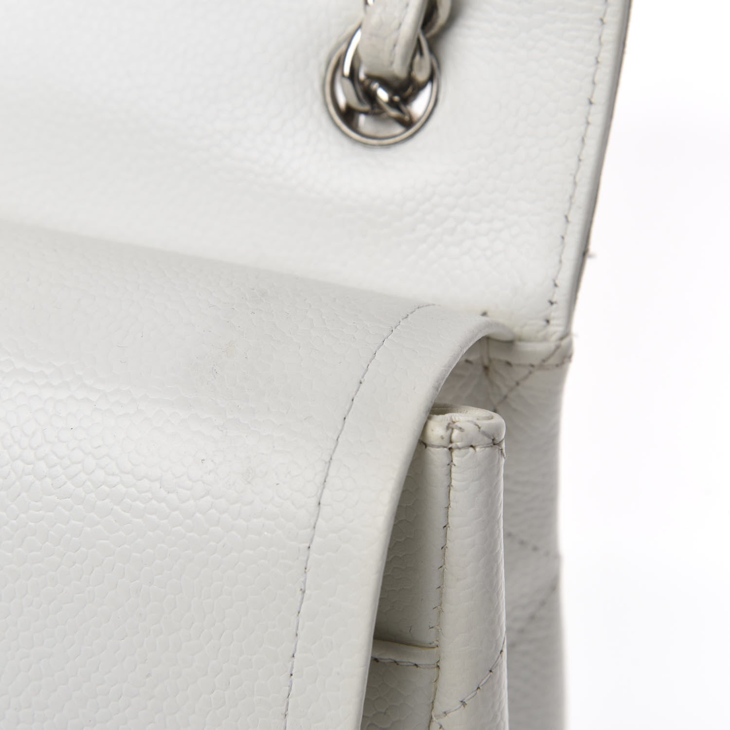 Chanel Caviar Quilted Jumbo Double Flap White 10 of 16