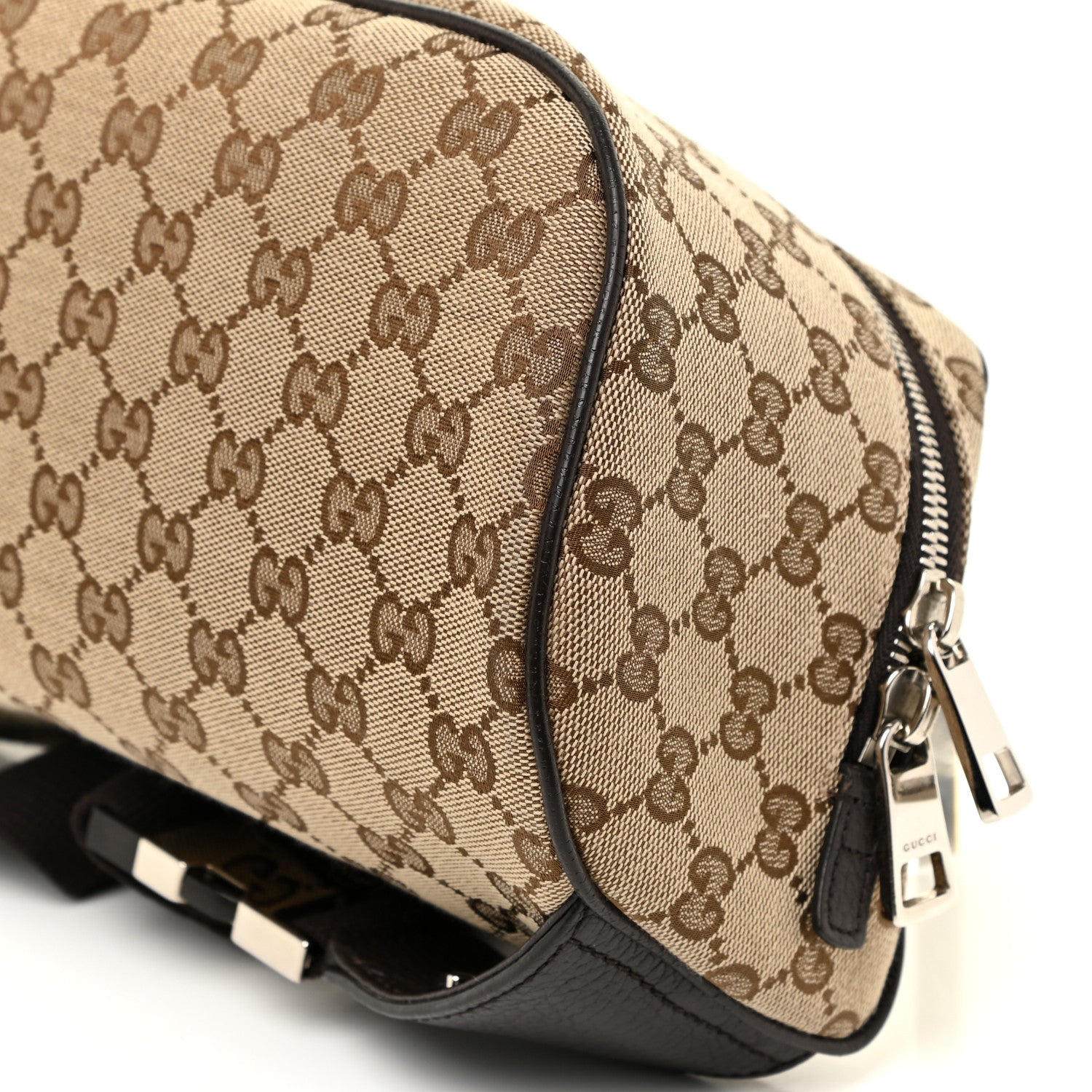 Gucci Monogram Dollar Calfskin Waist Pouch Beige Ebony Testa di Moro Marrone Scuro 10 of 13
