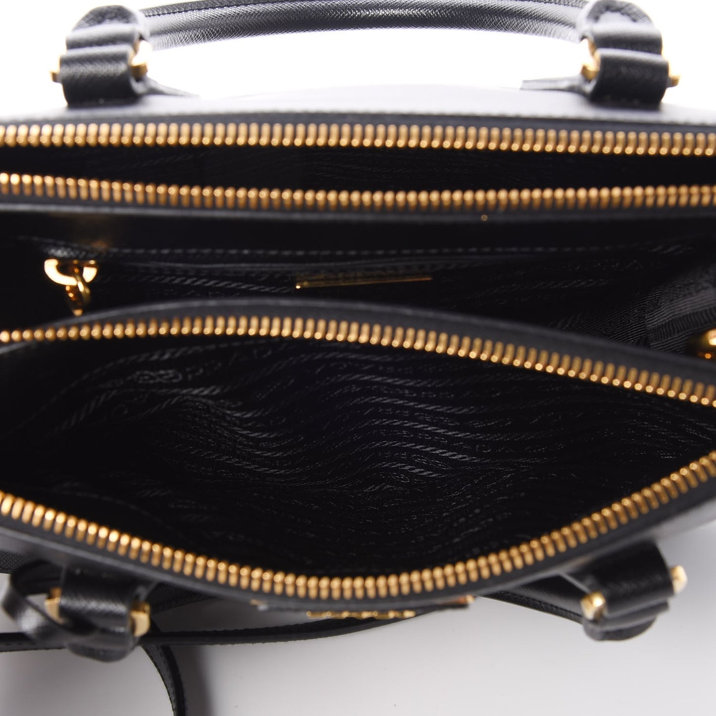 Saffiano Lux Small Double Zip Tote Nero Black