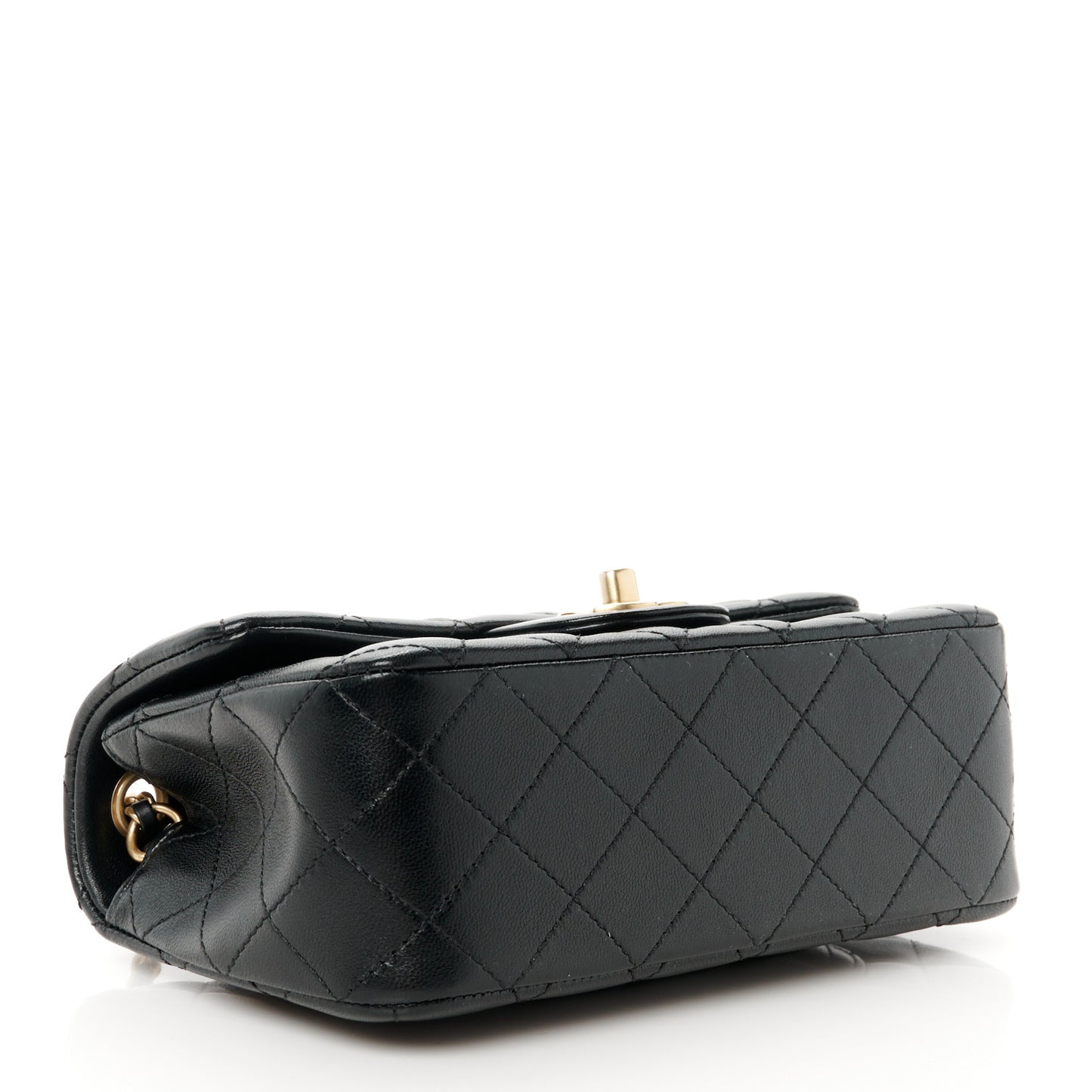 Lambskin Quilted Mini Rectangular Pearl Crush Flap Black