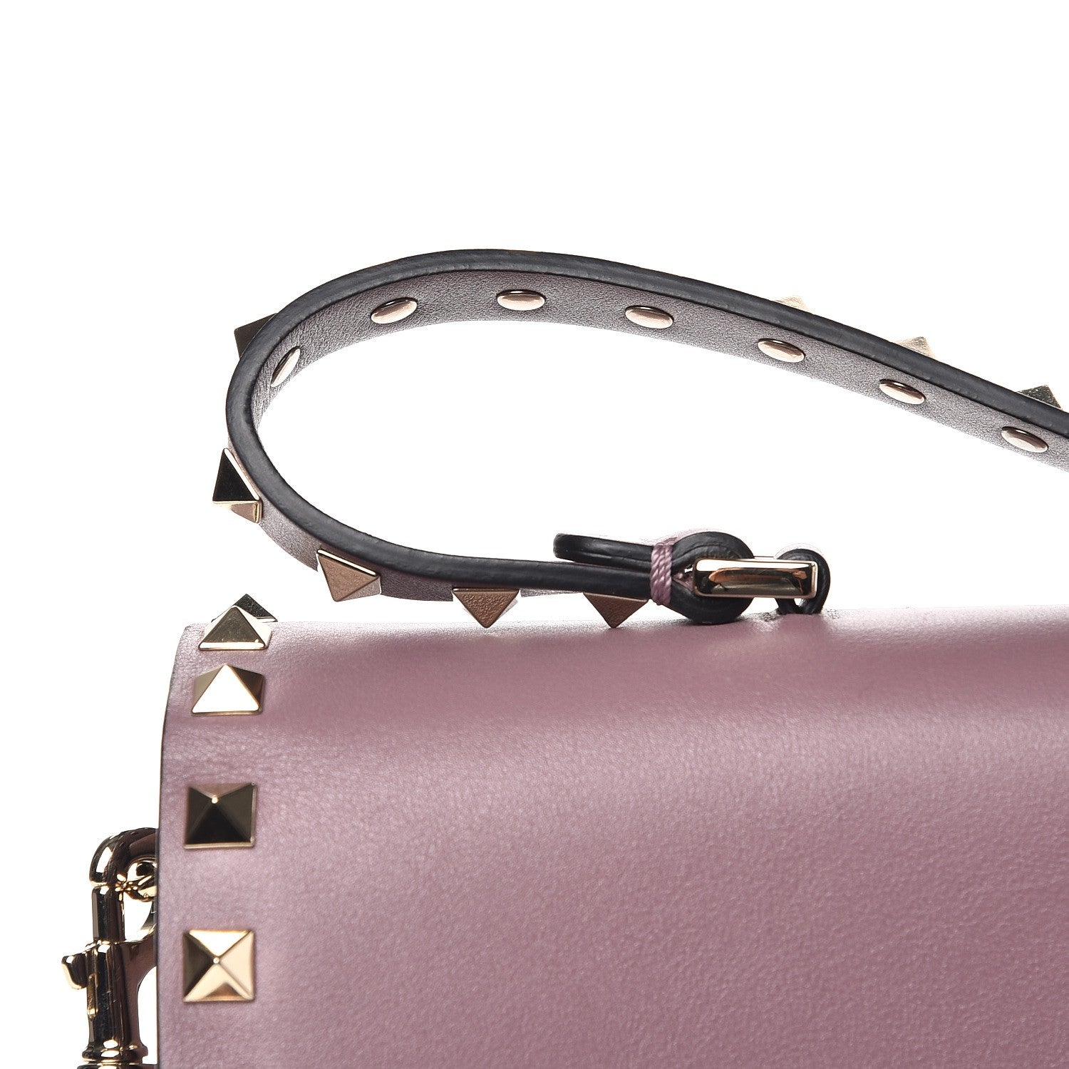 Valentino Garavani Calfskin Rockstud Single Handle Flap Bag Dark Mauve 11 of 11