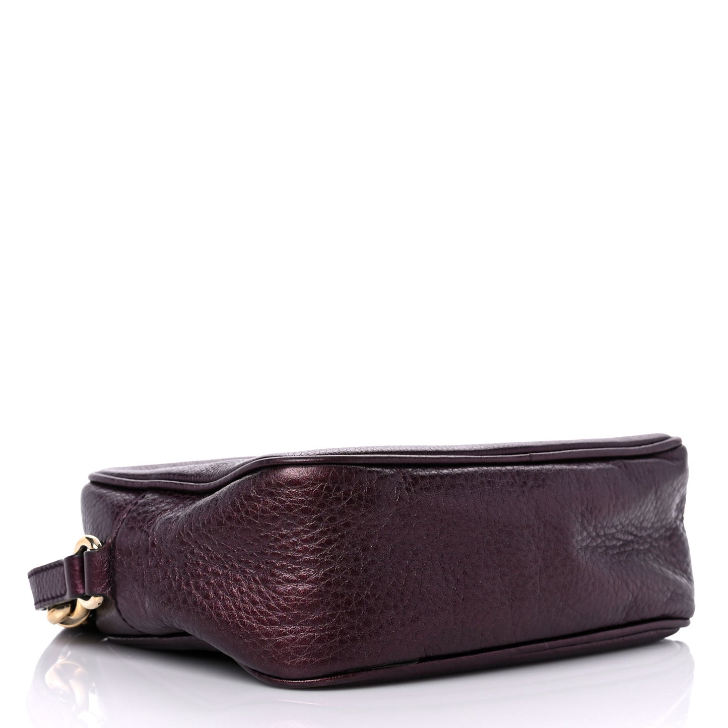 Metallic Pebbled Calfskin Small Soho Disco Bag Burgundy