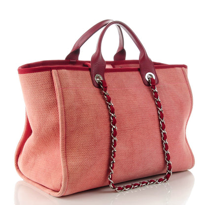 Chanel Canvas Large Deauville Tote Red 3 of 7