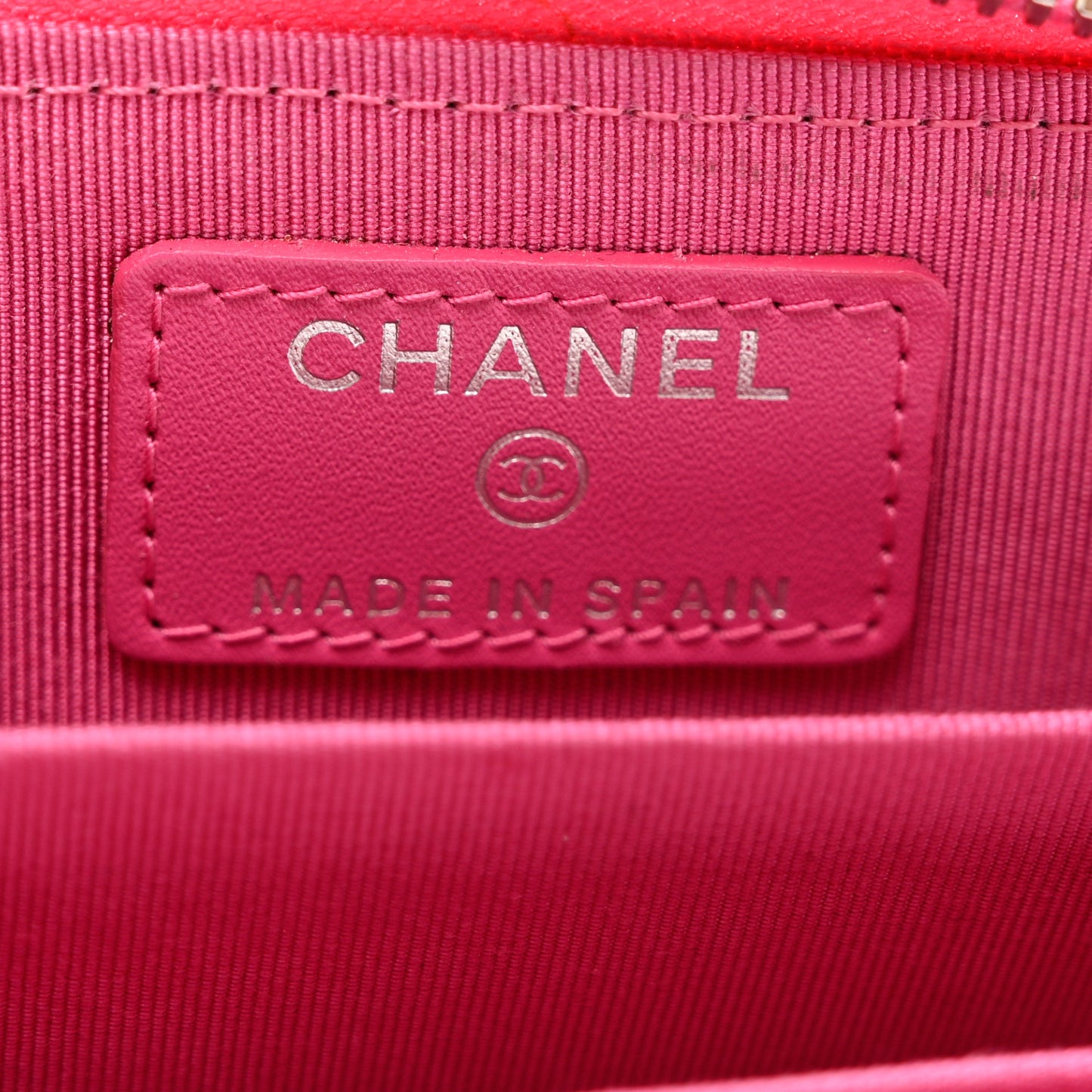 Caviar Quilted Zip Coin Purse Pink