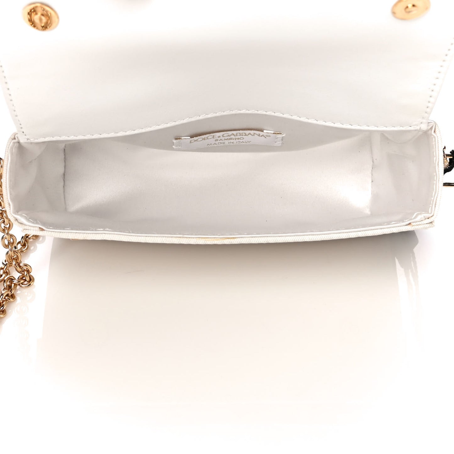 Canvas Crystal Embellished Childrens Bow Chain Clutch White