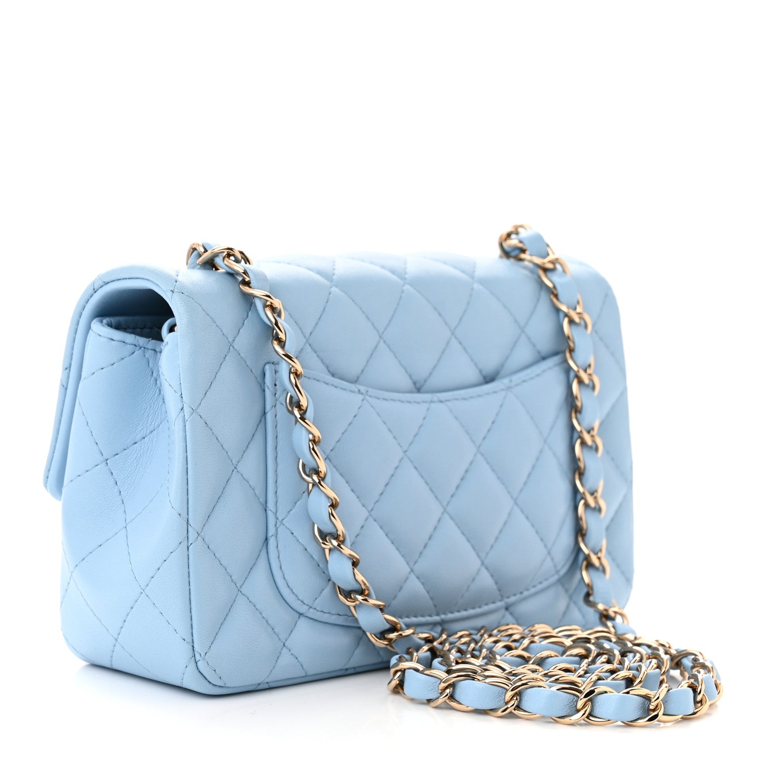 Chanel Lambskin Quilted Mini Rectangular Flap Light Blue 3 of 11