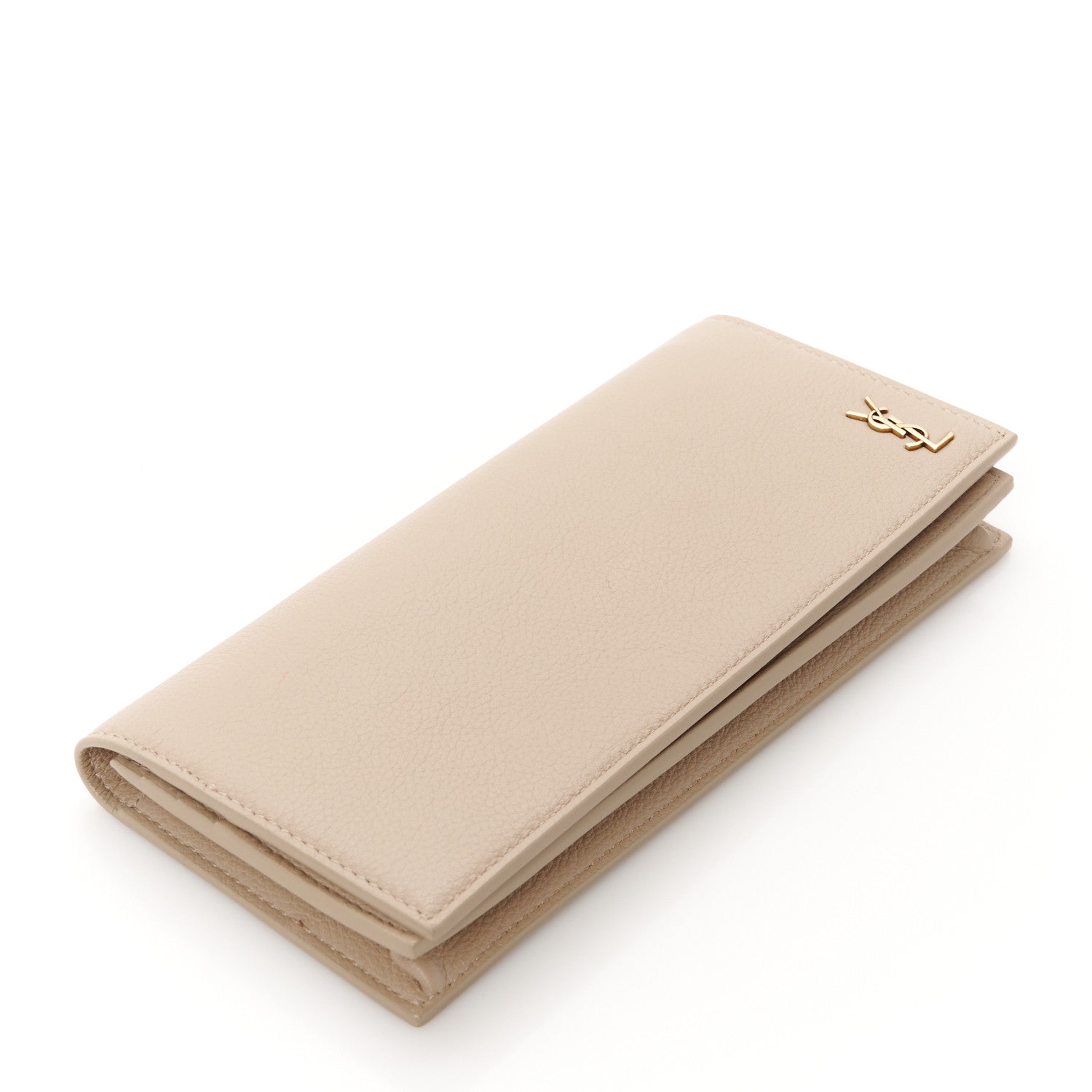 Saint Laurent Calfskin Tiny Monogram Cassandre Wallet Dark Beige 4 of 7