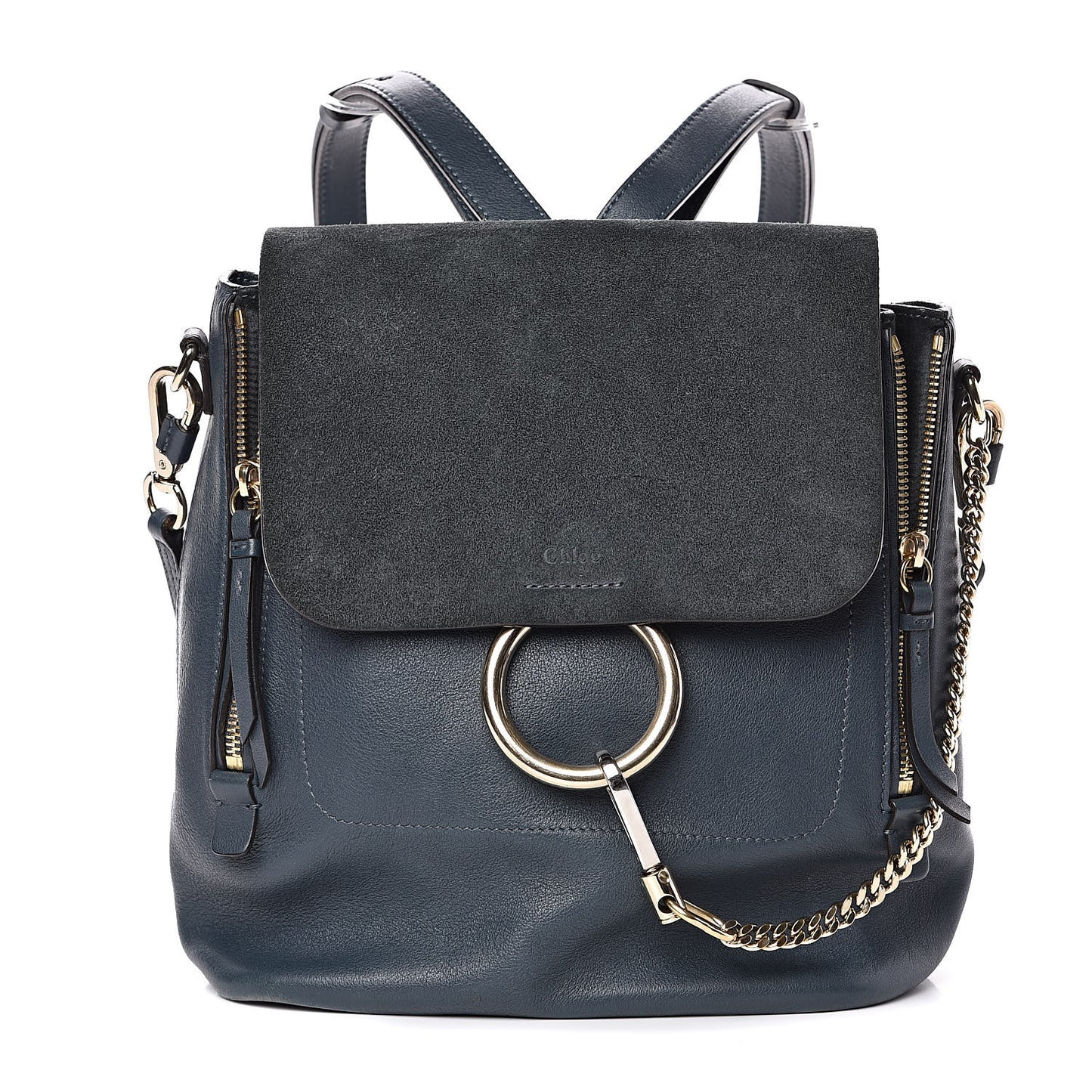 Suede Calfskin Medium Faye Backpack Silver Blue