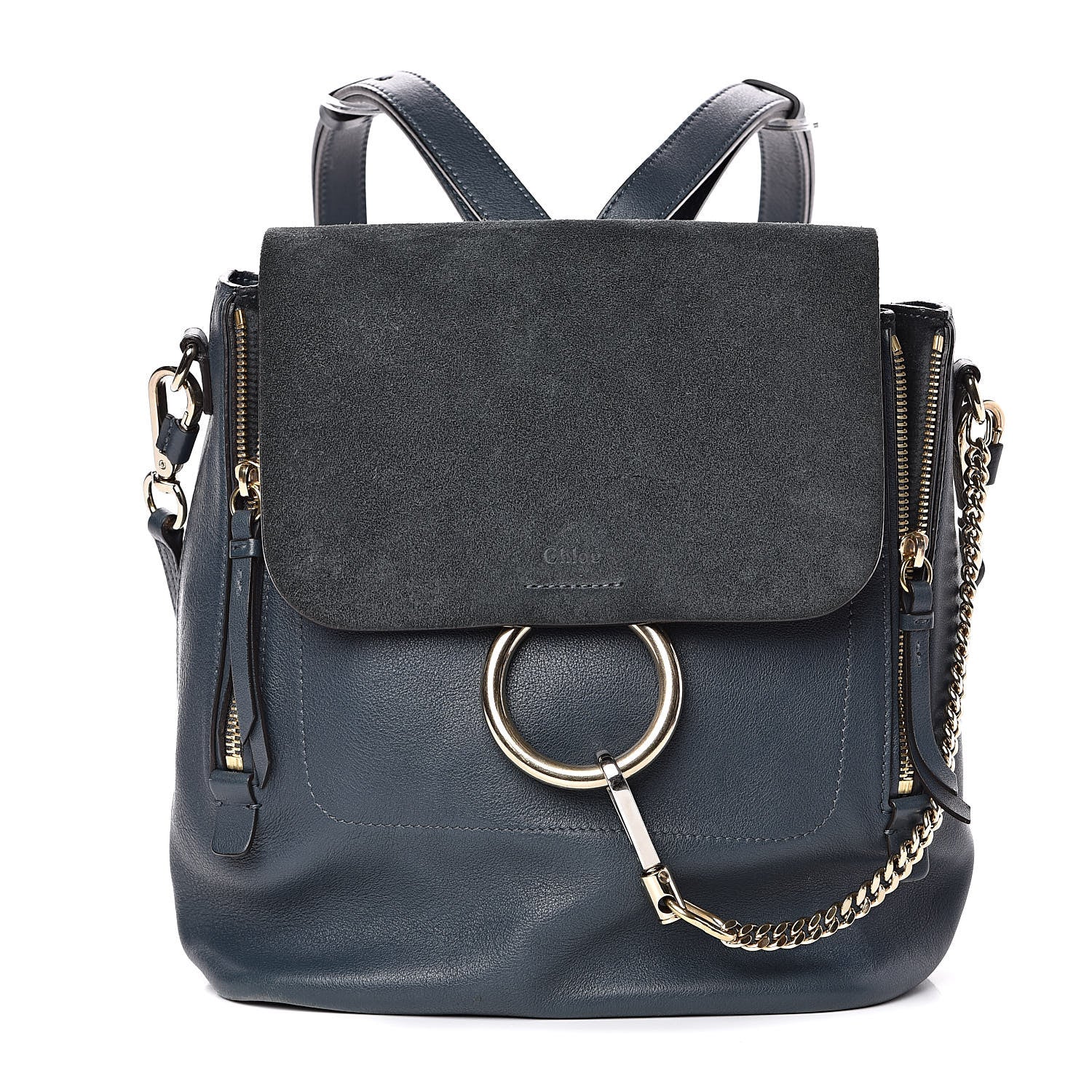 Chloe Suede Calfskin Medium Faye Backpack Silver Blue 1 of 12