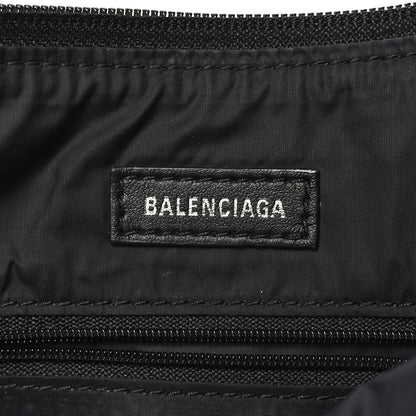 Balenciaga Recycled Sport Nylon Logo Embroidered Wheel Sling Bag Black White 6 of 9