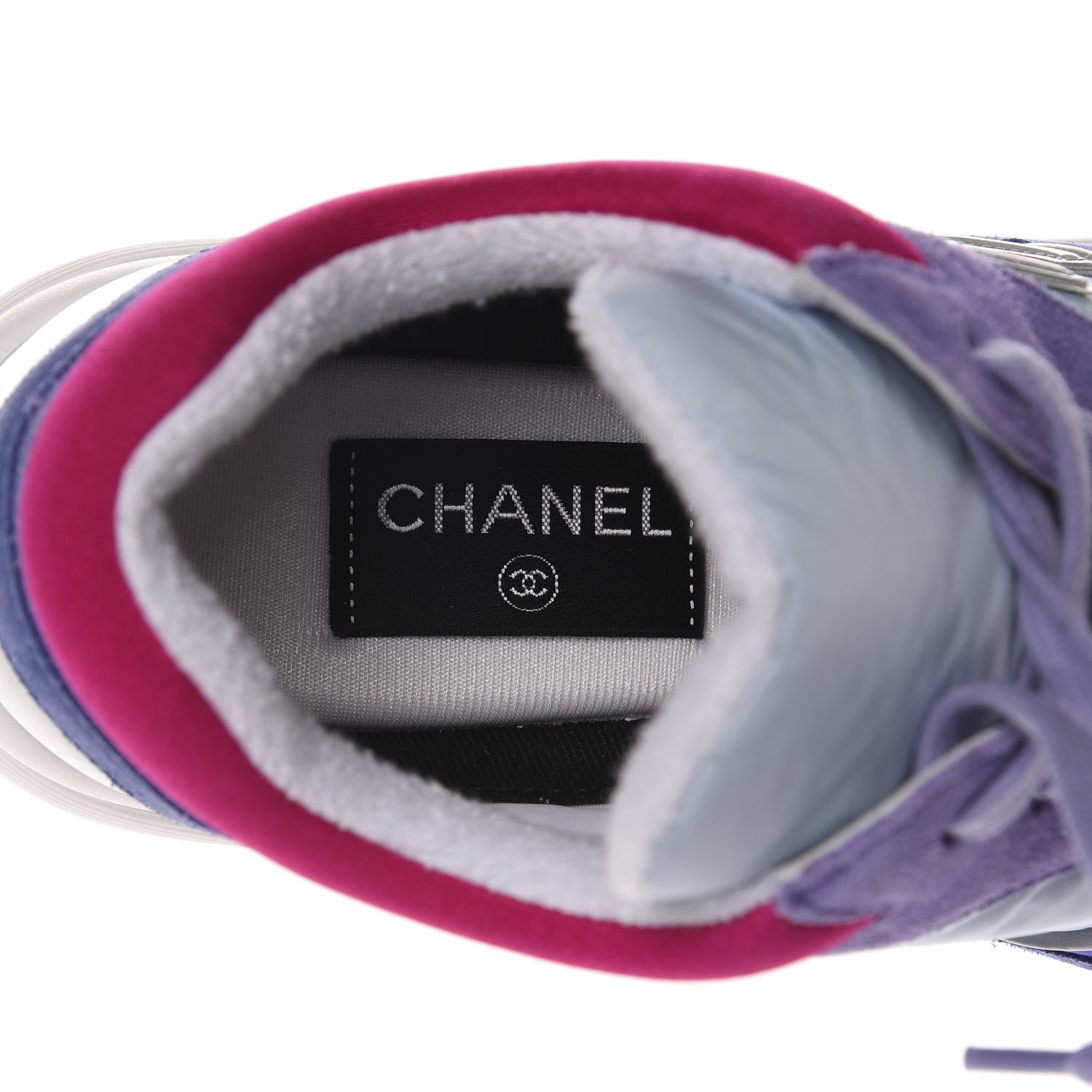 Chanel Nylon Calfskin Suede CC Womens Sneakers 39 Light Blue 8 of 14
