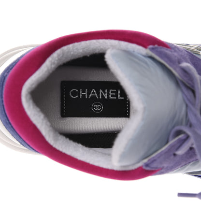 Chanel Nylon Calfskin Suede CC Womens Sneakers 39 Light Blue 8 of 14