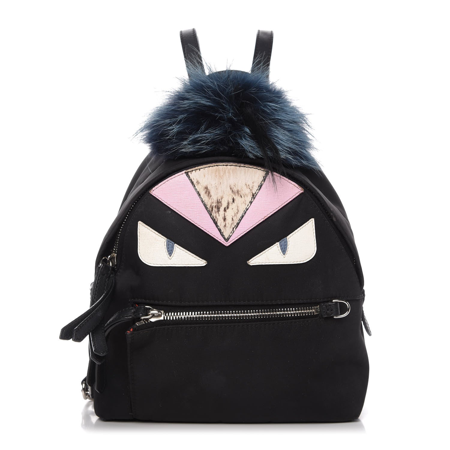 Fendi Nylon Vitello Fox Goat Fur Monster Eyes Mini Backpack Black Multicolor Sky 1 of 11
