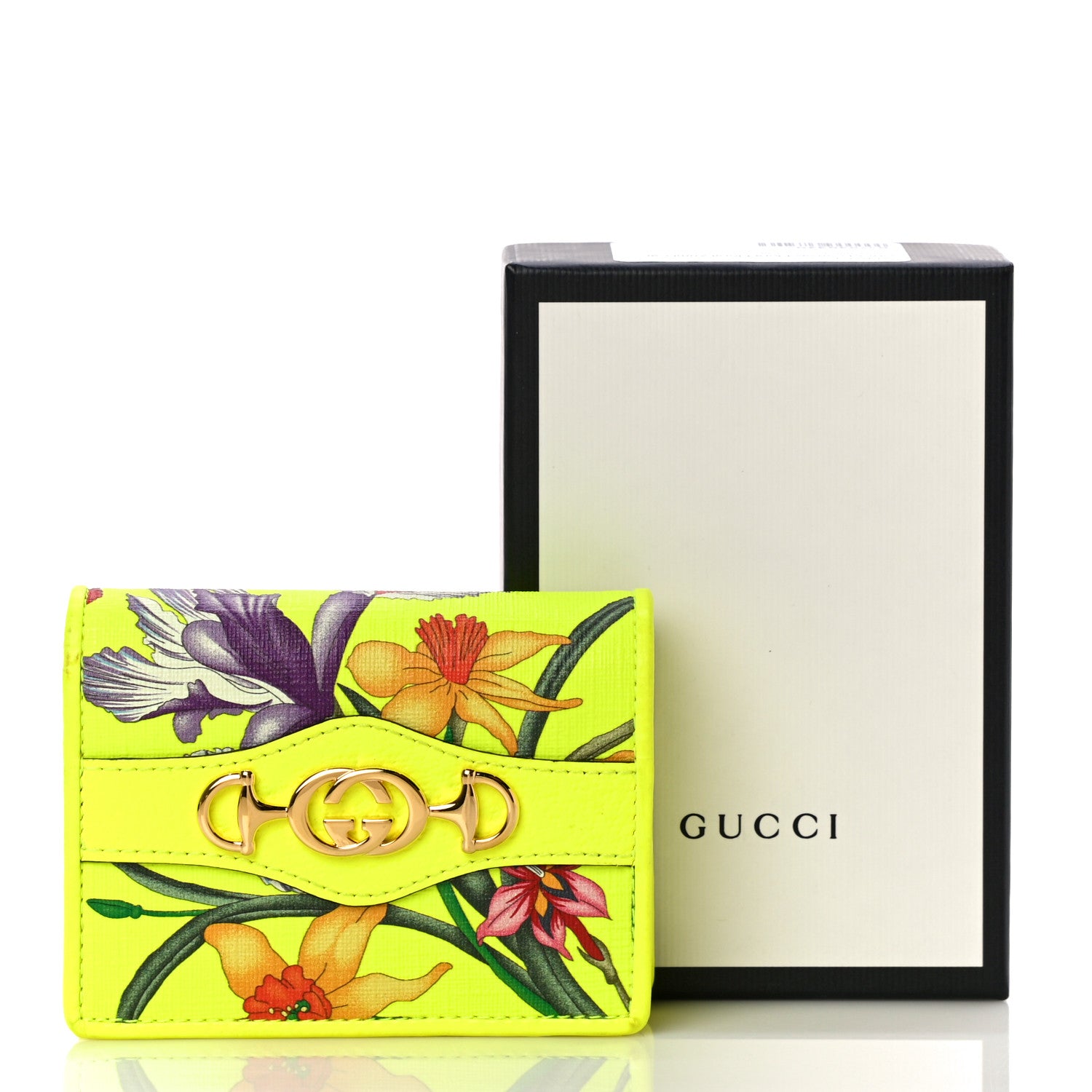 Gucci Calfskin Flora Print Zumi Card Case Wallet Yellow Fluo 10 of 10