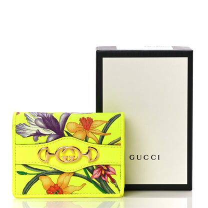 Gucci Calfskin Flora Print Zumi Card Case Wallet Yellow Fluo 10 of 10
