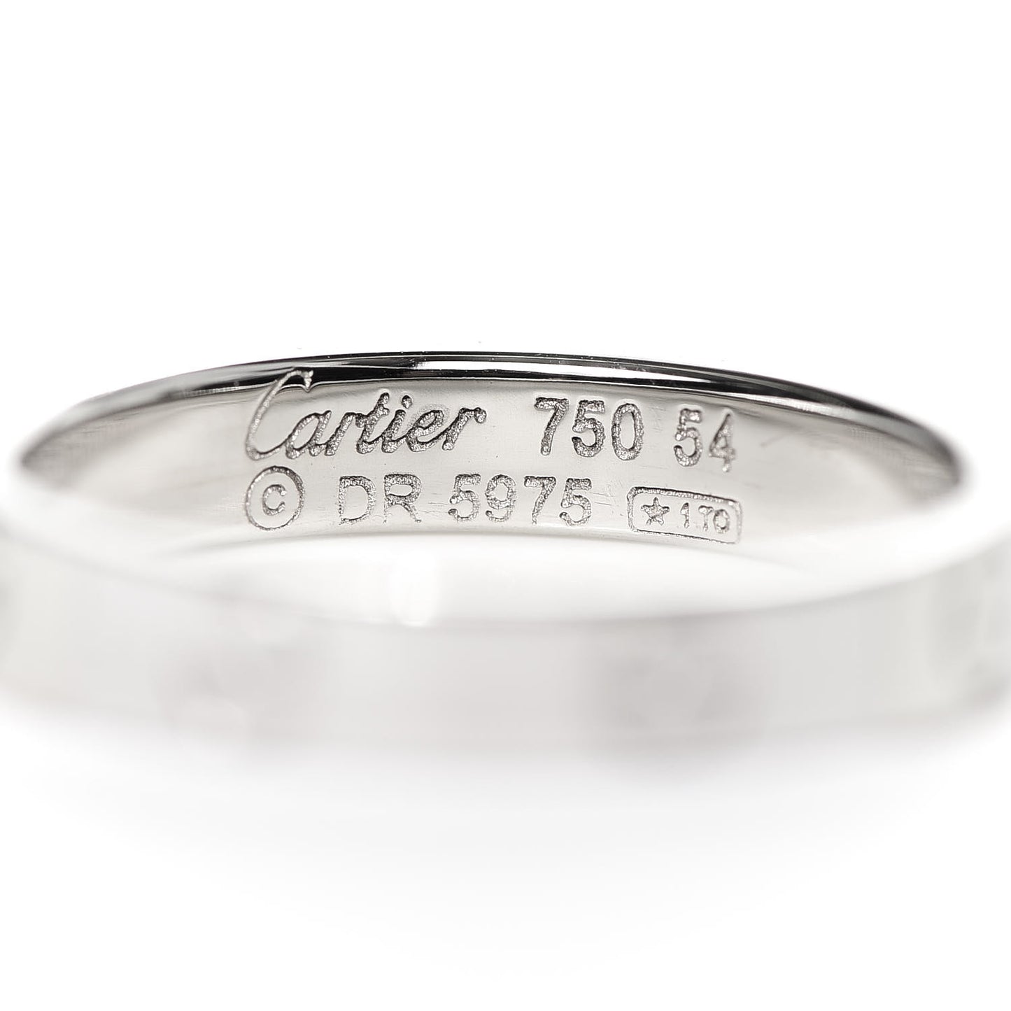 18K White Gold 3.5mm LOVE Wedding Band Ring 54 6.75