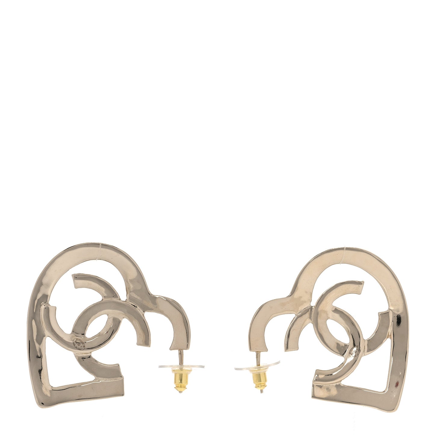 Metal CC Heart Coco In Love Hoop Earrings Gold