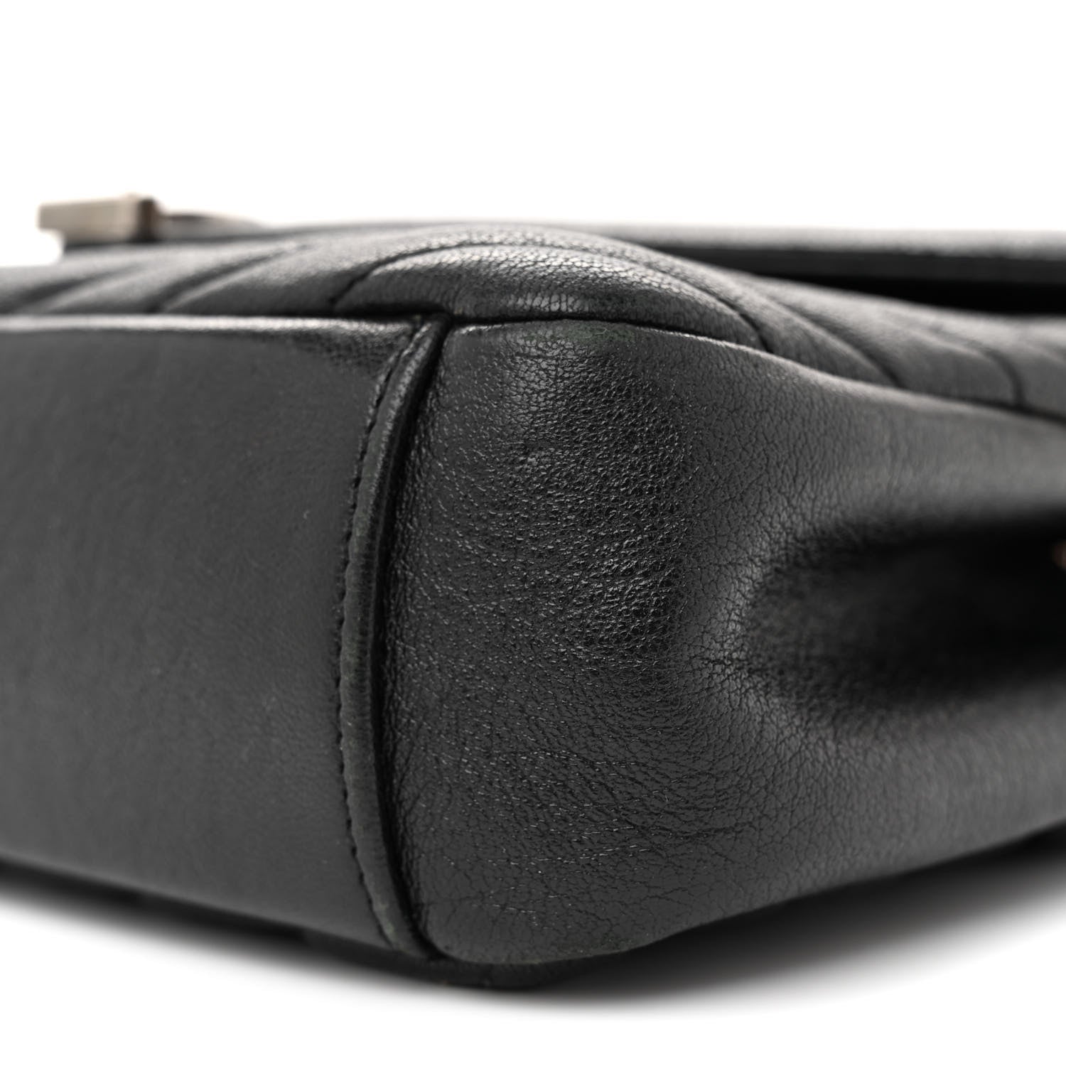 Saint Laurent Sheepskin Matelasse Chevron Monogram Medium College Bag Black 10 of 15