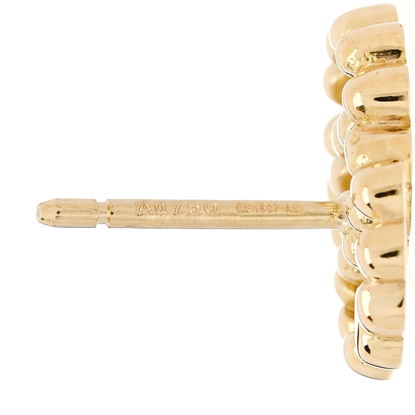 18K Yellow Gold Running G Scalloped Stud Earrings