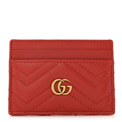 Gucci Calfskin Matelasse GG Marmont Card Holder Hibiscus Red 1 of 7
