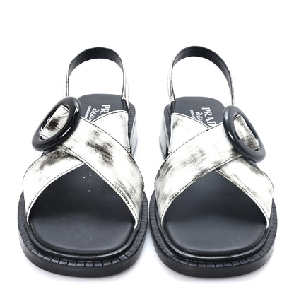 Prada Spazzolato Fume Re-Edition 1996 Buckle Sandals 39 Bianco 3 of 10