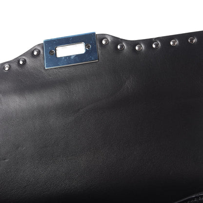 Valentino Garavani Calfskin Panther Medium Guitar Strap Rockstud Rolling Flap Saddle Bag Black 8 of 8