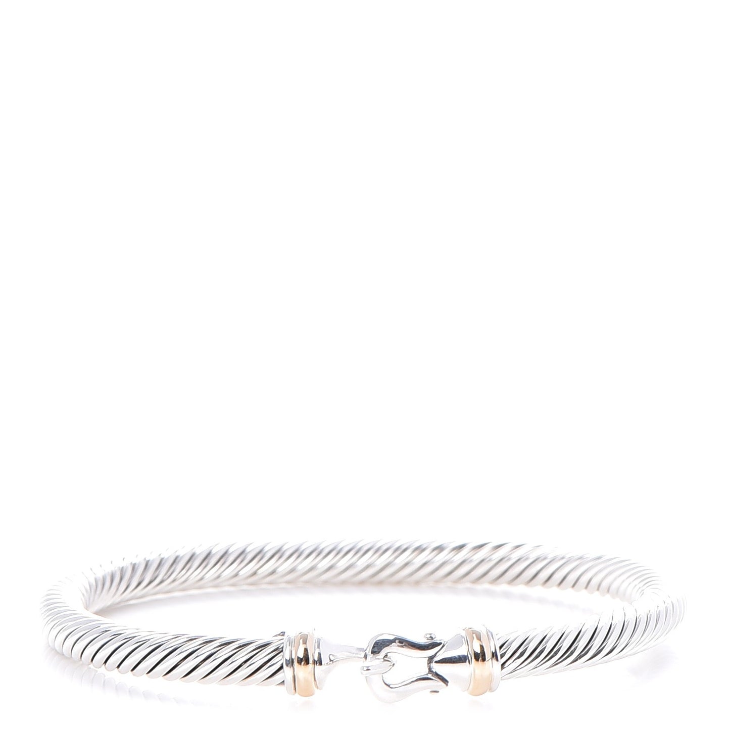 Sterling Silver 18K Yellow Gold 5mm Cable Classic Buckle Bracelet