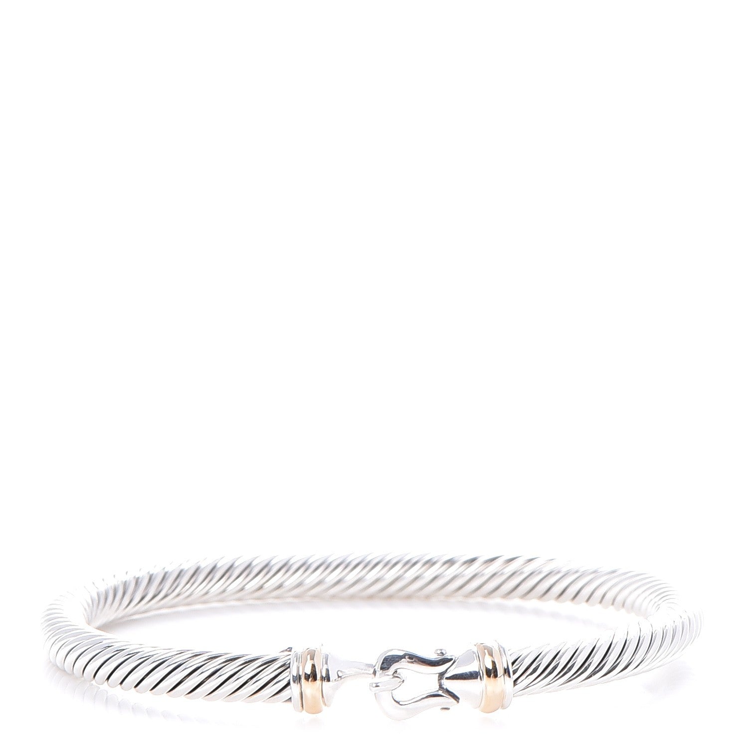 David Yurman Sterling Silver 18K Yellow Gold 5mm Cable Classic Buckle Bracelet 1 of 5