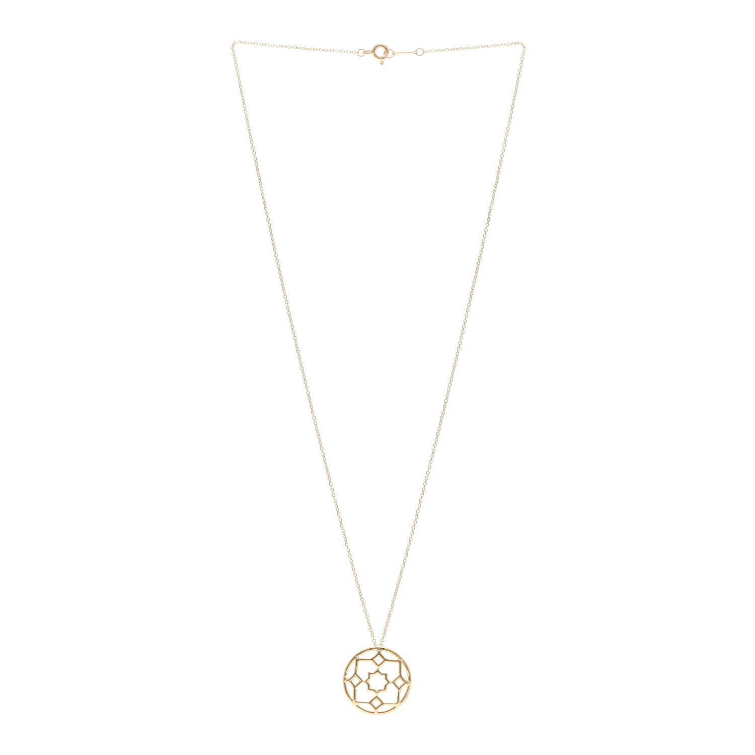 Tiffany 18K Yellow Gold Paloma Picasso Zellige Medallion Pendant Necklace 3 of 4