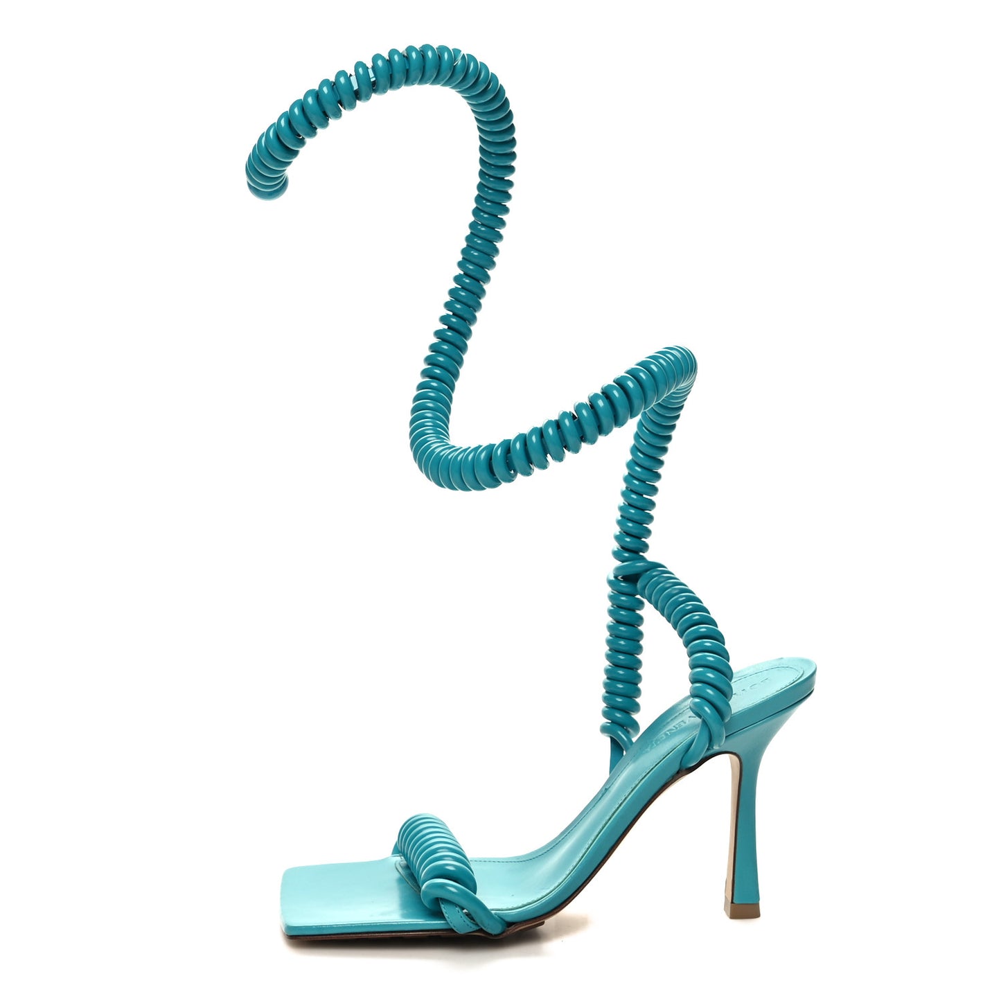 Rubber Wire Nappa Stretch 90mm Sandals 36 Turquoise