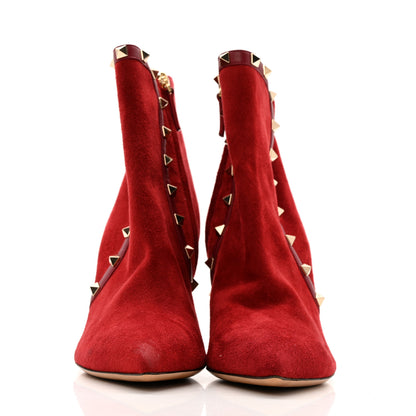 Valentino Garavani Suede Rockstud 85mm Ankle Booties 39.5 Rubino 3 of 12
