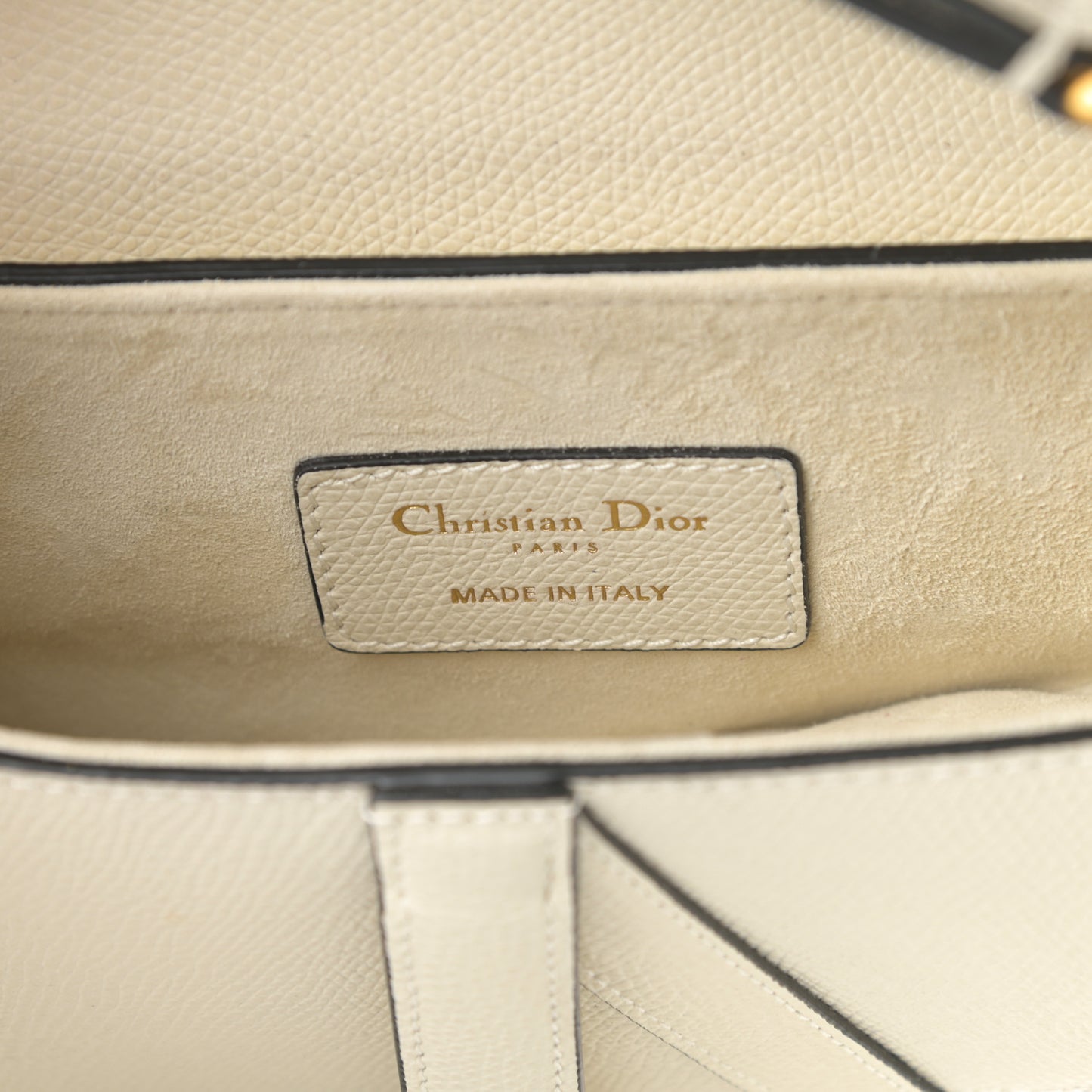 Grained Calfskin Mini Saddle Bag White