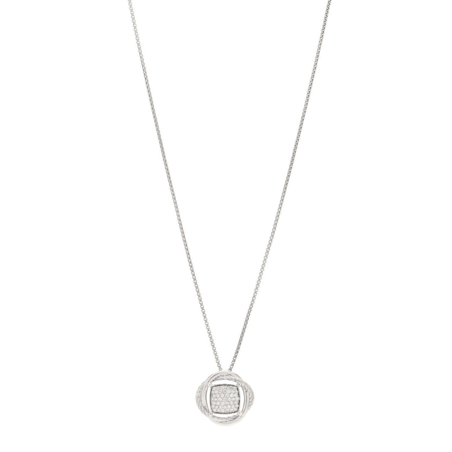 David Yurman Sterling Silver Diamond 20mm Infinity Pendant Necklace 1 of 4