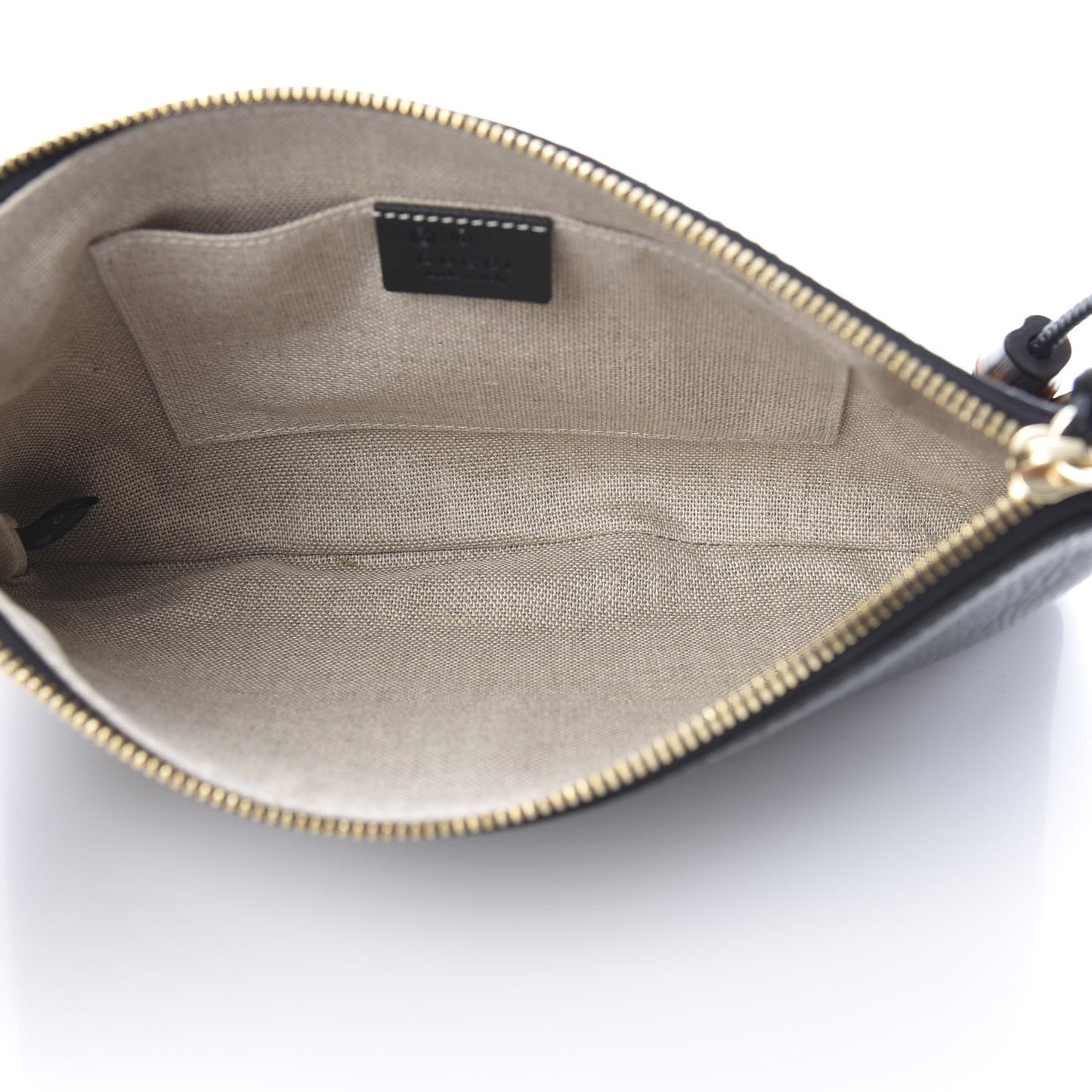 Pebbled Calfskin Large Bamboo Clutch Black