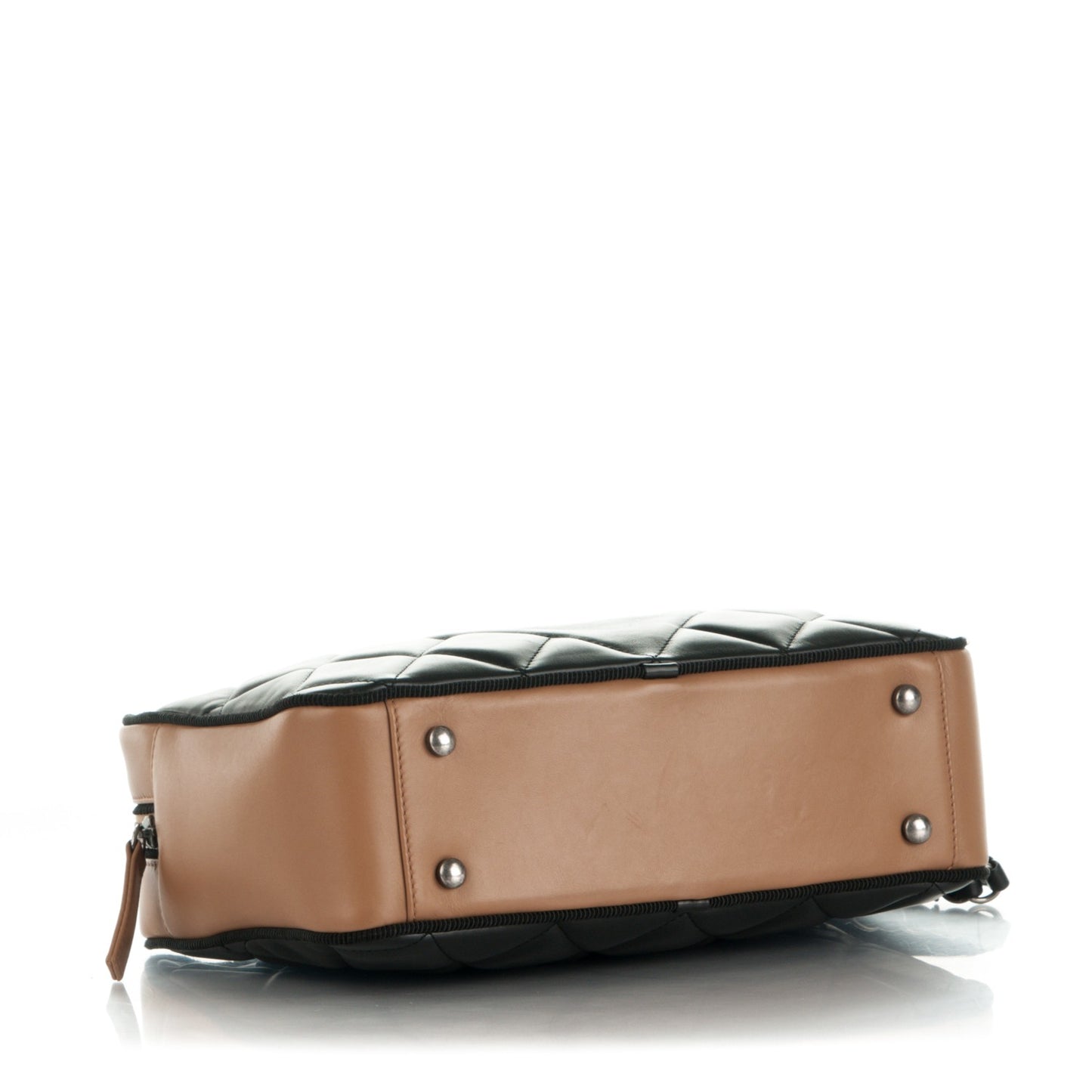 Lambskin Quilted Small Ballerine Camera Case Black Beige
